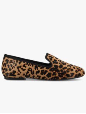 BIRDIES "The Starling" Leopard Print Calf hair slip ons, Sz 9  EUC